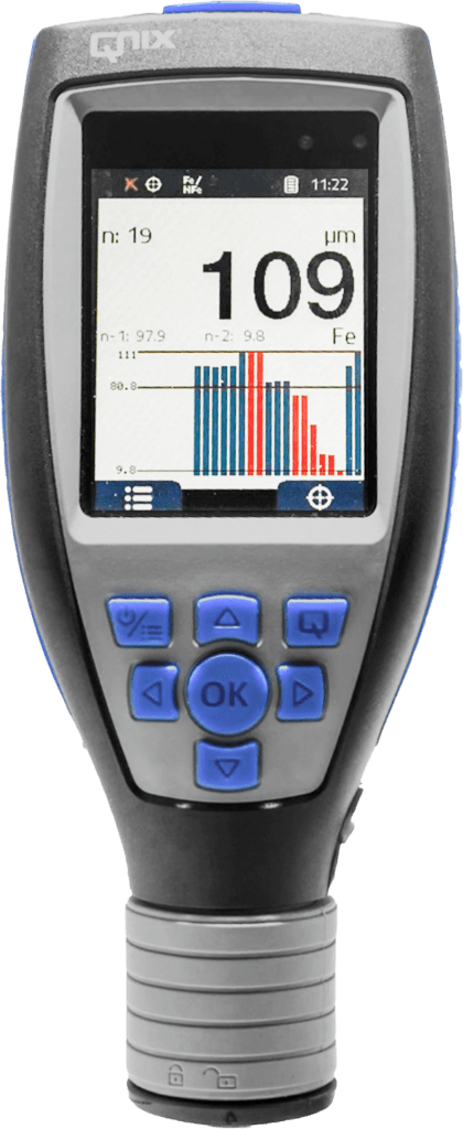 QNix Schichtdickenmessgerät Handgerät mit Farbdisplay und Grafikdarstellung